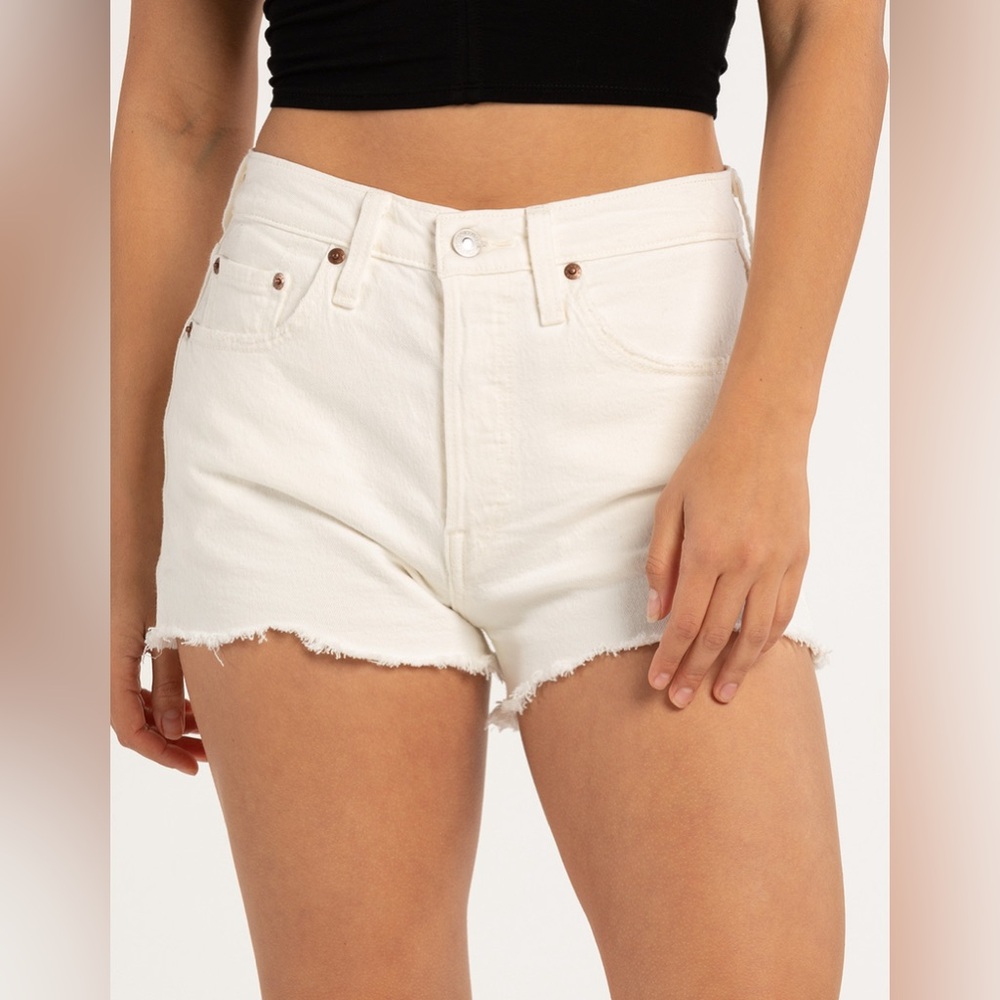 Levi 501 High Rise Shorts - White